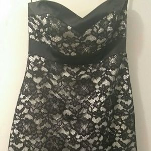 White dress with black lace overlay